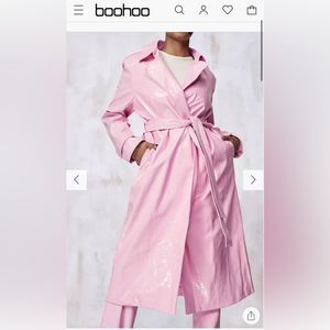 NWT - BOOHOO KOURTNEY KARDASHIAN BARKER HIGH SHINE FAUX CROC TRENCH COAT